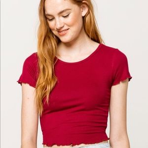Tilly’s ROZZOLO Ribbed Lettuce Edge Crop Tee